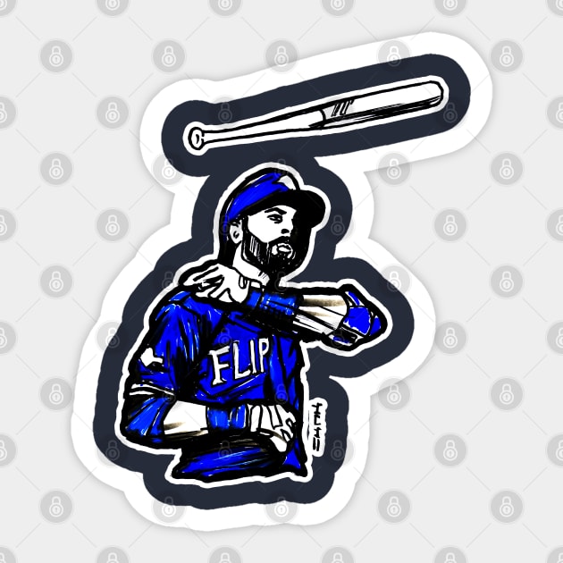 Joey Blue Jay Bats Flip Sticker by sketchnkustom